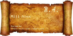 Mill Alex névjegykártya